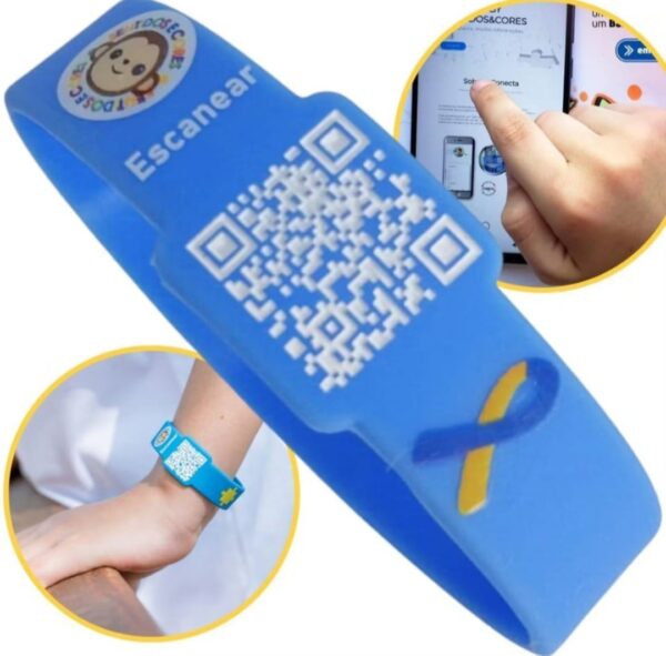 Pulseira Intelig Com Qr code Sindrome de Down