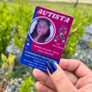 Crachá de Identificação Autista Pink Com Qr Code
